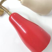 Double adjustable wall light from the 50s in brass and red and cream metal