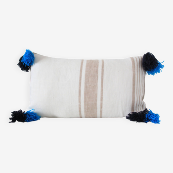 Rectangular cushion 100% Wool & Linen Blue