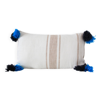 Rectangular cushion 100% Wool & Linen Blue