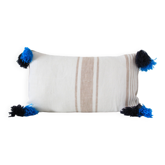 Coussin rectangulaire 100% Laine & Lin Bleu