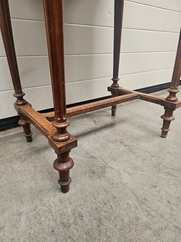 Coiffeuse à ouvrage ancienne avec marqueterie florale et miroir intégré