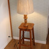 Turned wood lamp with 600mm rope shade
