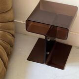 Smoked plexiglass side table/bedside table, M. Dumas for Roche Bobois 1970