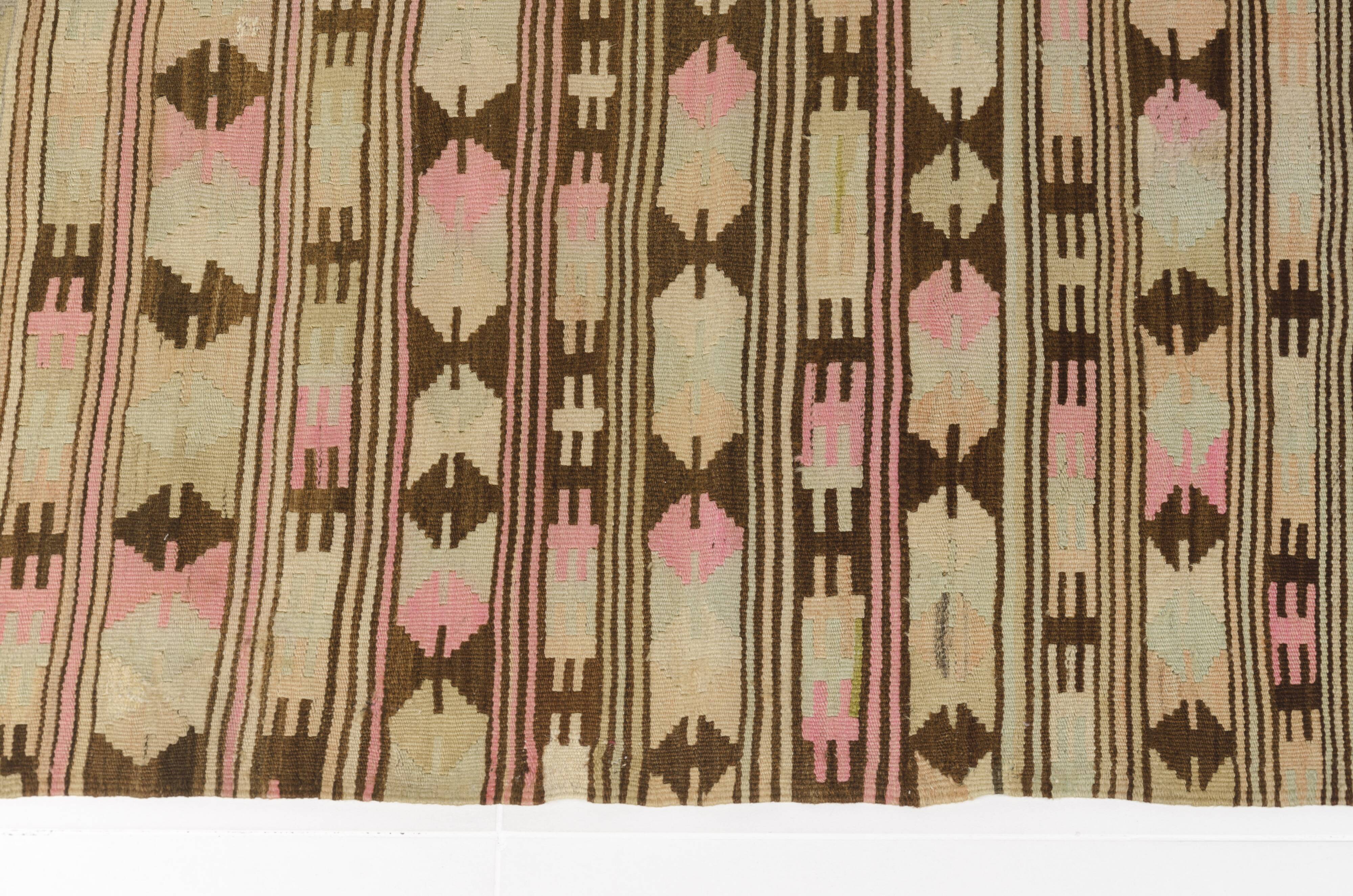 Vintage Turkish Kilim Rug, Handwoven Anatolian Accent Rug, Soft Kilimsku143