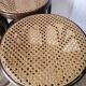 Set of 4 high bistro stools in curved wood and canework.