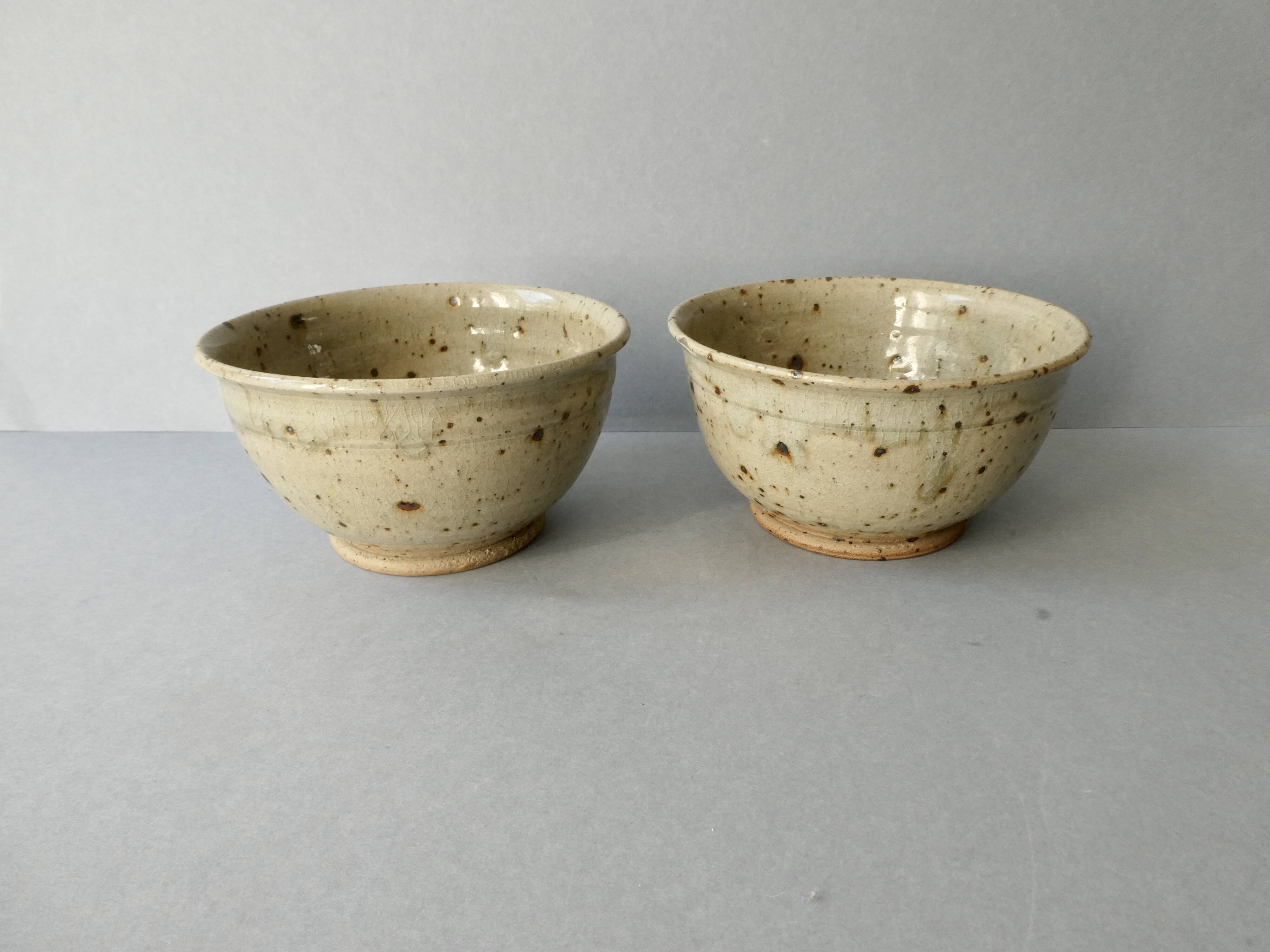 2 stoneware bowls signed, Rémi Bohnert, la Borne, 1970s
