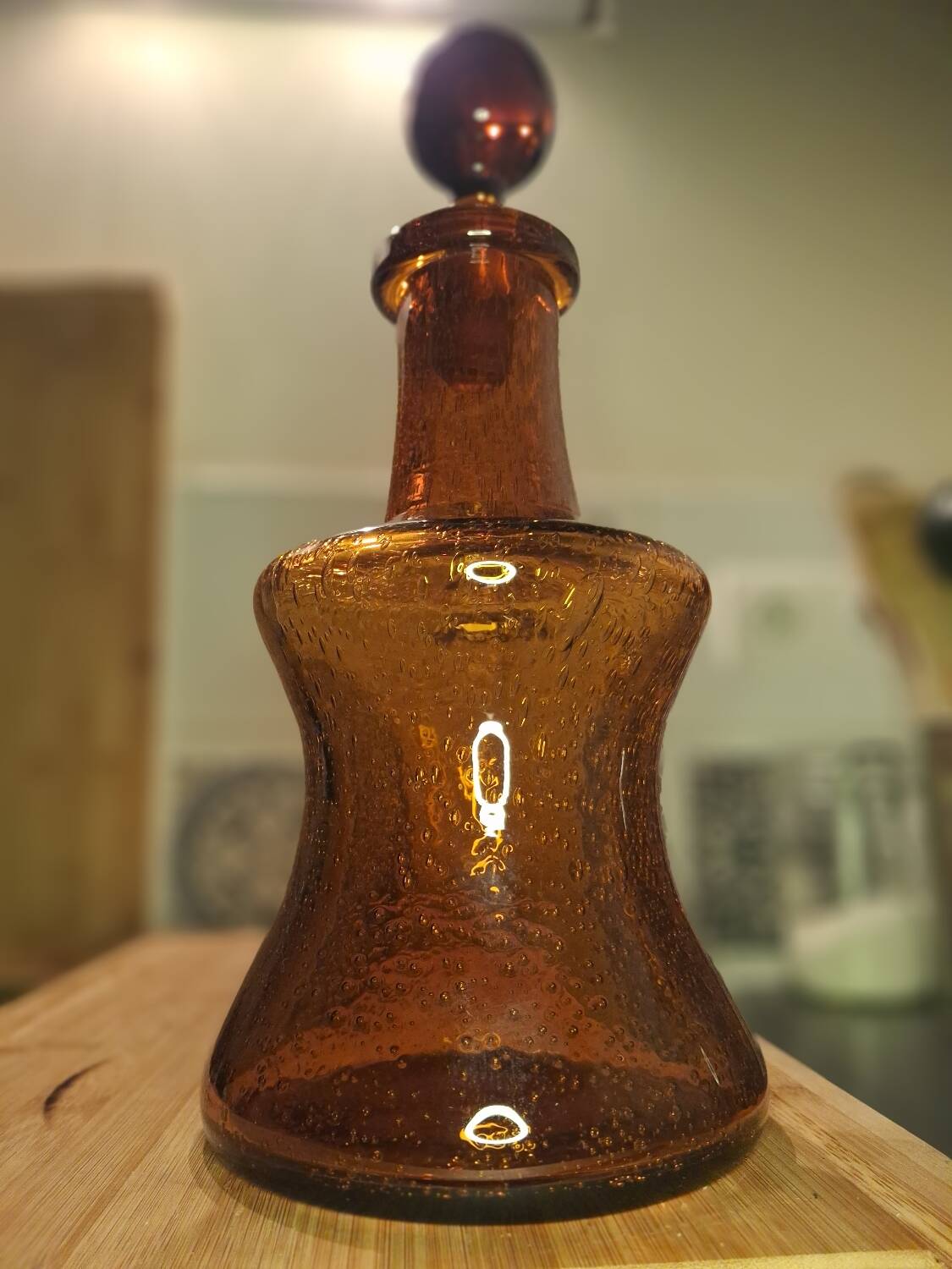 Vase Carafe whisky verre souffle brun