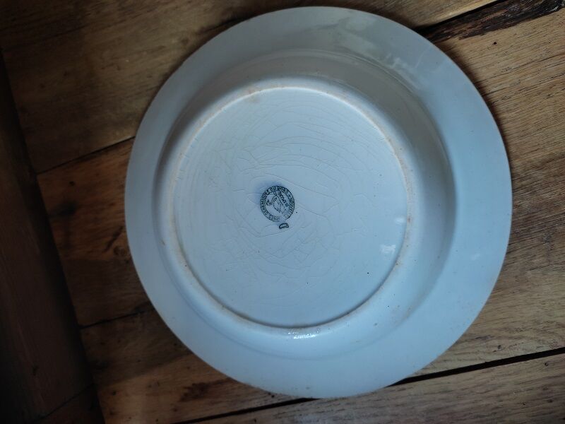 Hollow porcelain dish St Amand green flowers