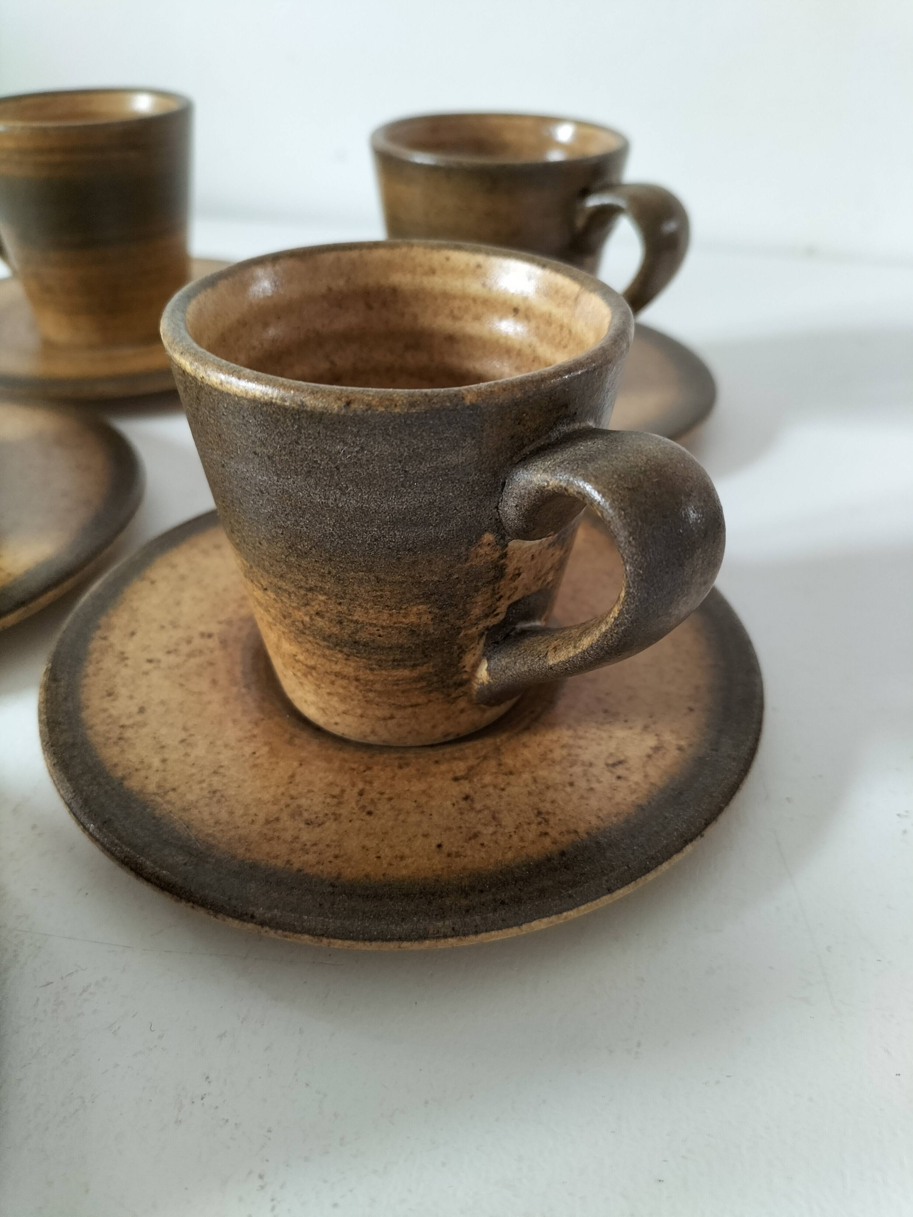 Set of 5 Longchamp France cups and 5 saucers in Japandi style