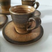 Set of 5 Longchamp France cups and 5 saucers in Japandi style