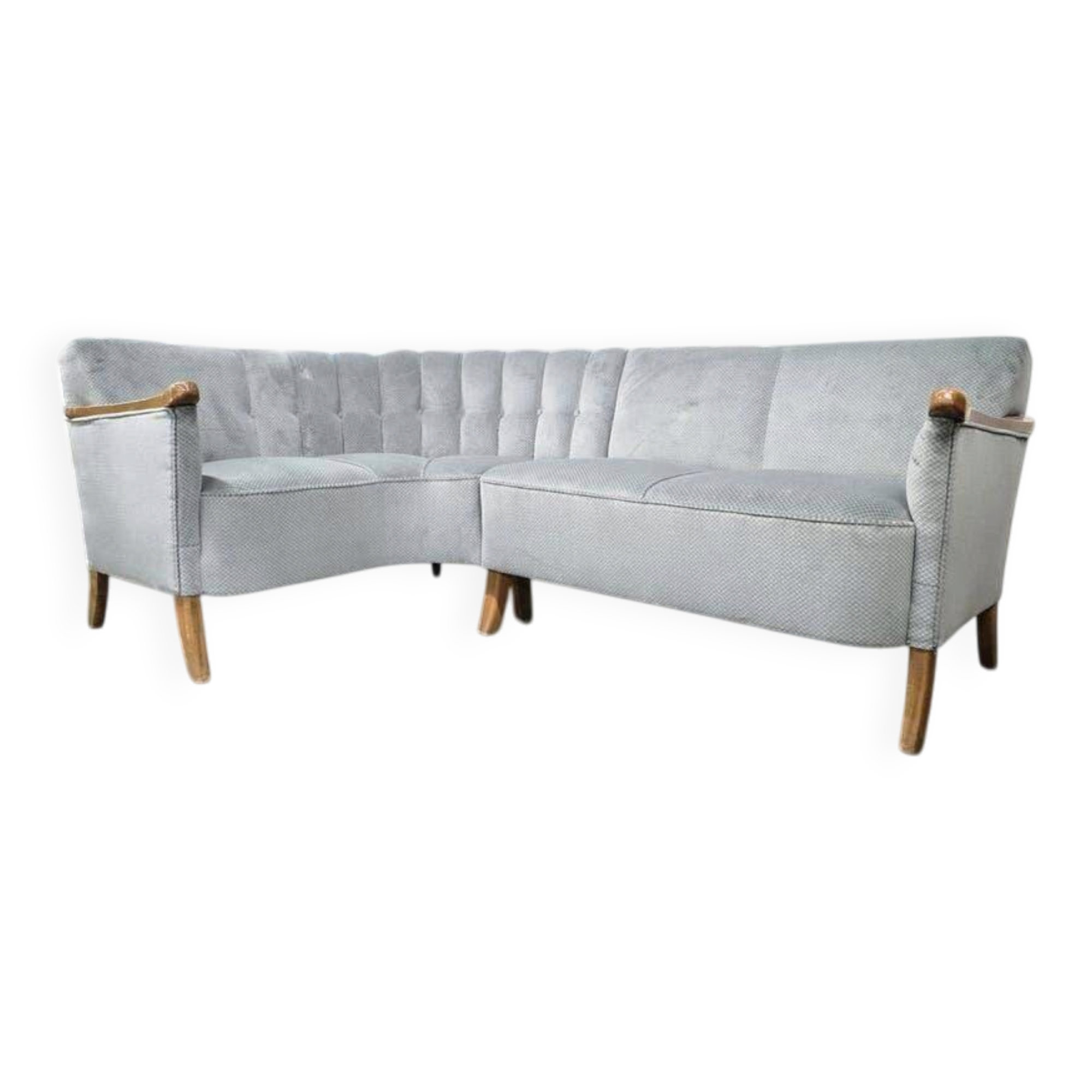 Light blue vintage corner sofa