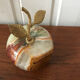 Apple paper press in alabaster and brass