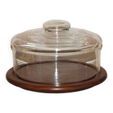 Large teak cheese board 1970 with bell, Cluze creation