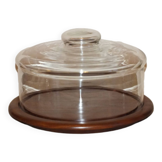 Large teak cheese board 1970 with bell, Cluze creation