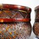 Pair of vintage nesting handmade Japanese woven bamboo baskets