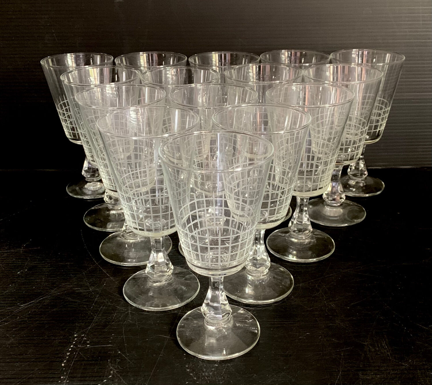 Set of 15 antique glasses