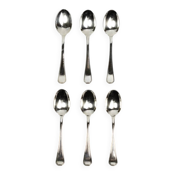 6 Christofle America espresso spoons in silver-plated metal, Luc Lanel