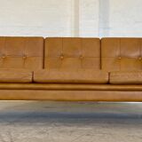 Vintage danish retro svend skipper 3 person sofa in light cognac leather
