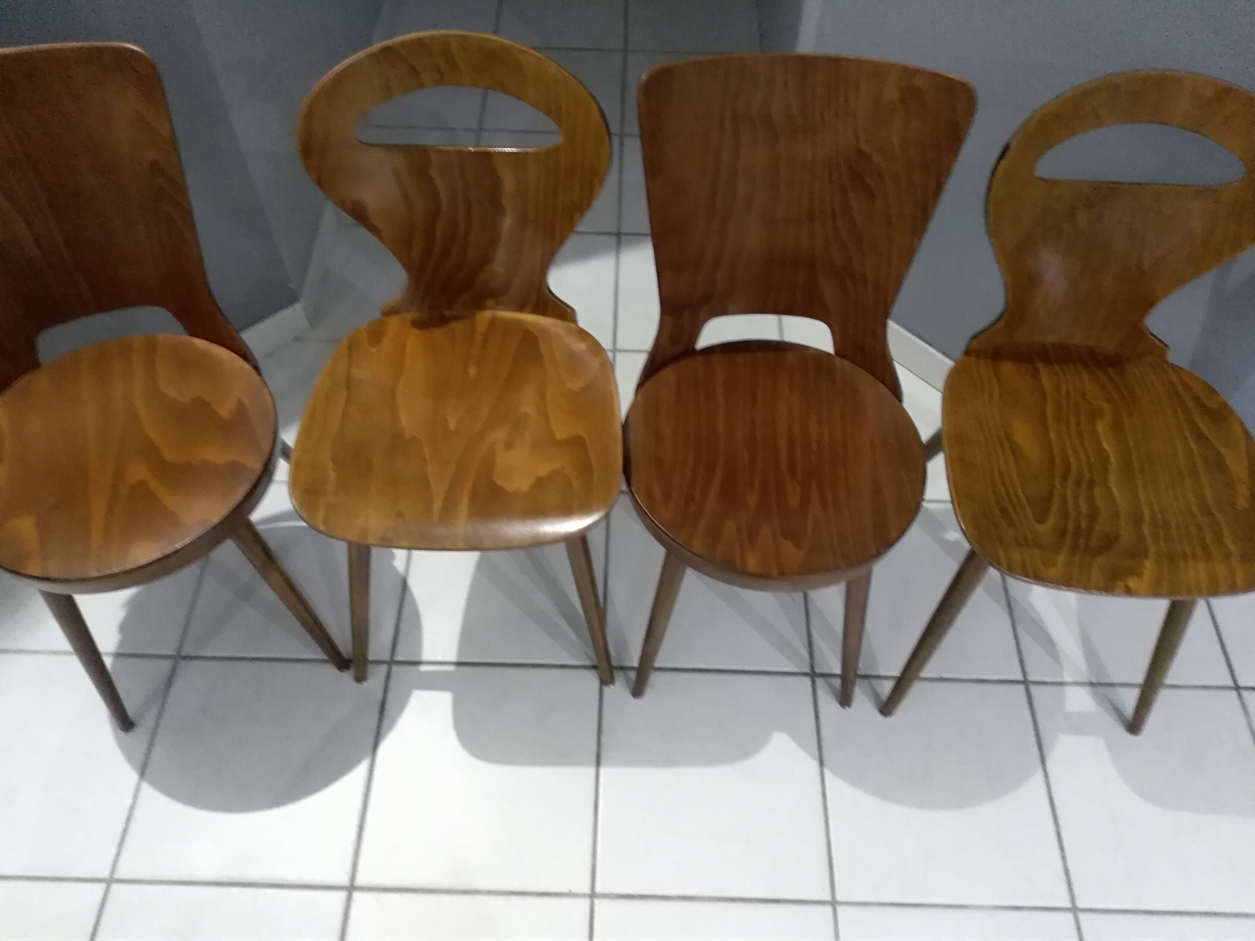Suite de 4 chaises de Bistrot Baumann Dove Fourmi 1960