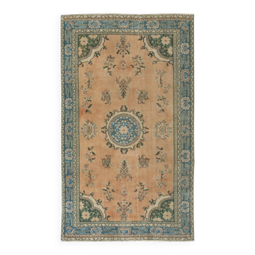 Traditional Hand-Knotted Vintage Turkish Red Area Rug. Handmade in Turkey