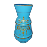 Golden blue opaline vase