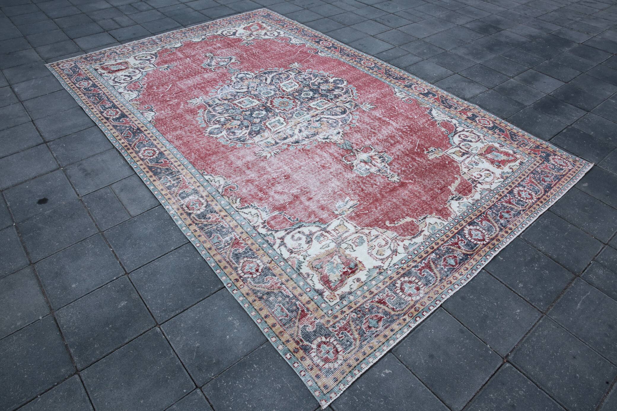 Vintage Persian Brick Red Rug, Hand Knotted Oriental Carpet, 209x325 Cm