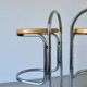 2 tubular chrome and cane bar stools | 1970s