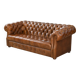 Tan leather tufted Chesterfield sofa