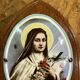 Old bedside oratory, oak, enamelled plaque, holy virgin, lourdes