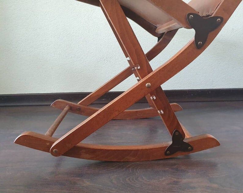 70s wooden folding footrest