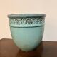 Old Flower Pot Ceramic Terracotta Glazed Varnished Blue Planter