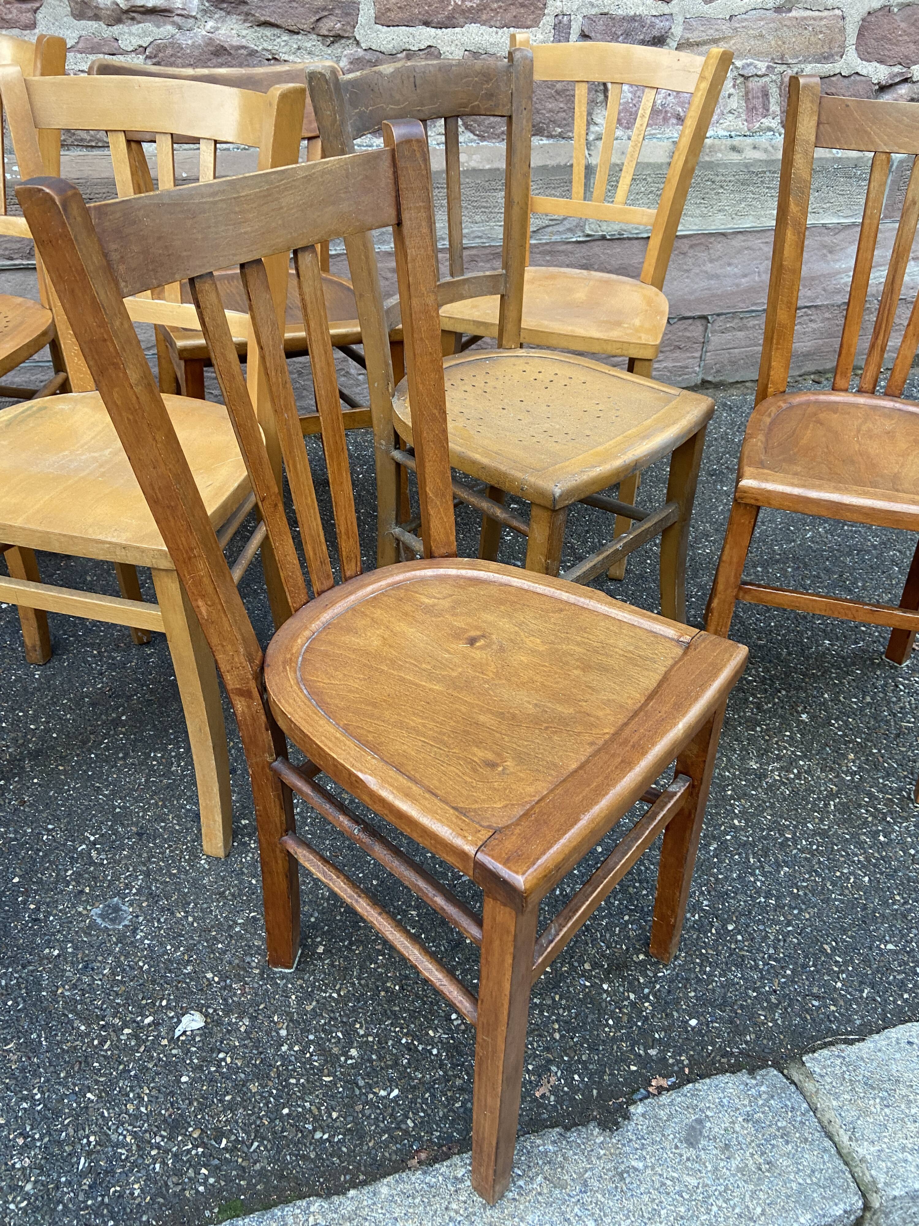 Set of vintage mismatched bistro chairs