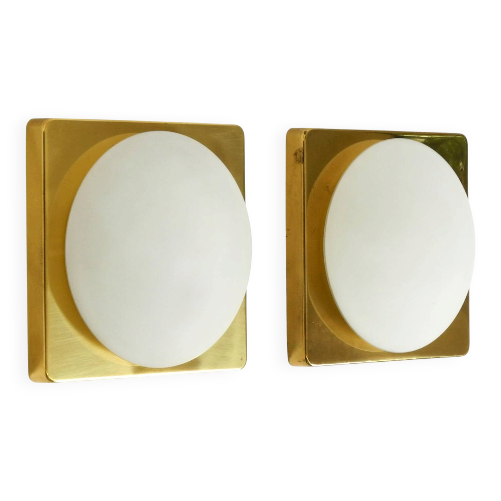 Two 1970s brass wall lamps by Rolf Krüger for Heinz Neuhaus Leuchten