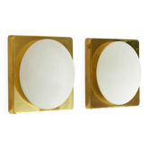 Two 1970s brass wall lamps by Rolf Krüger for Heinz Neuhaus Leuchten