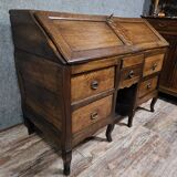 Antique curved secretary desk, Louis XV style, made of solid wood and marquetry.