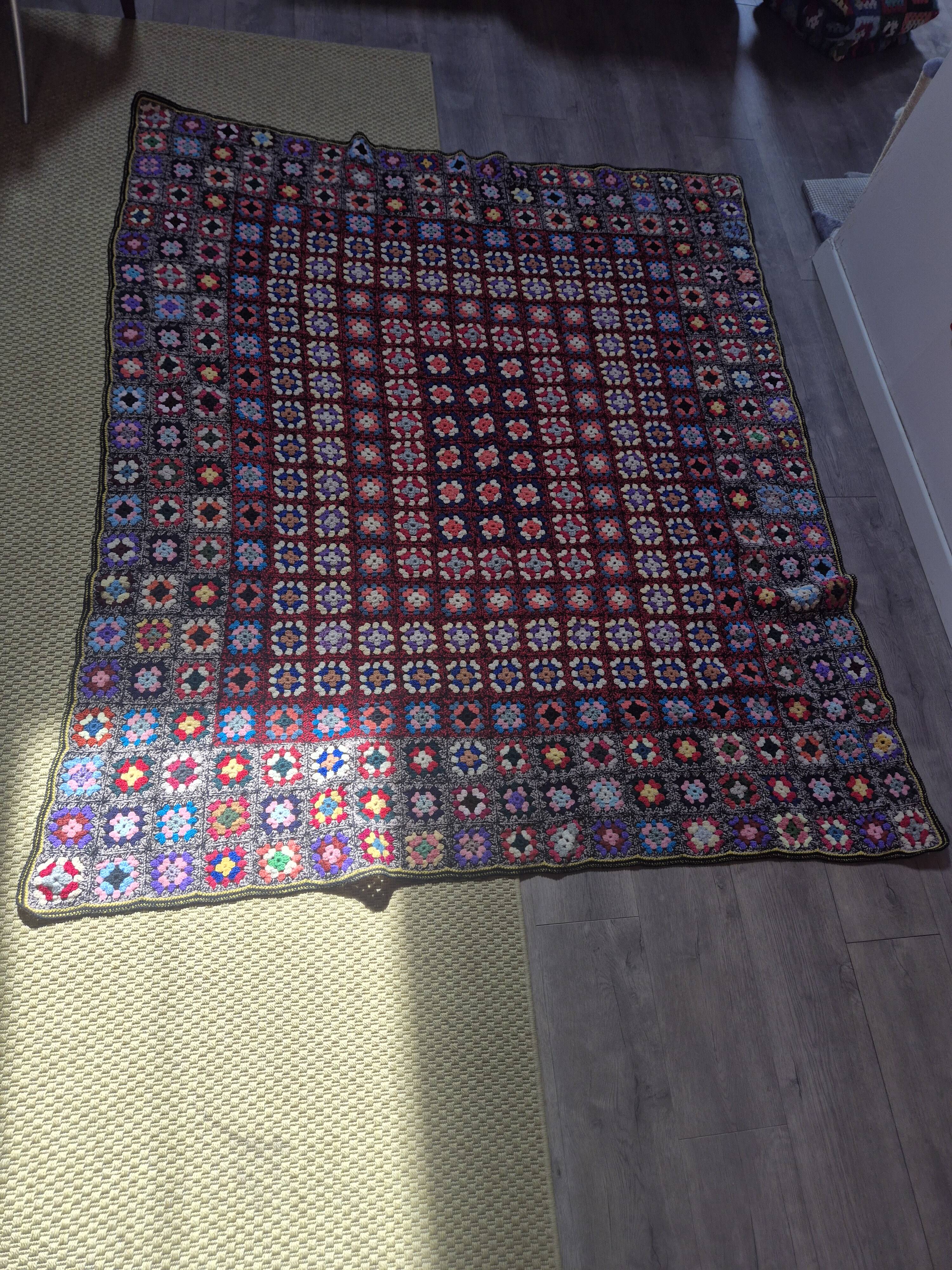 vintage crochet bedspread made of granny squares