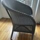 Blue grid rattan armchair