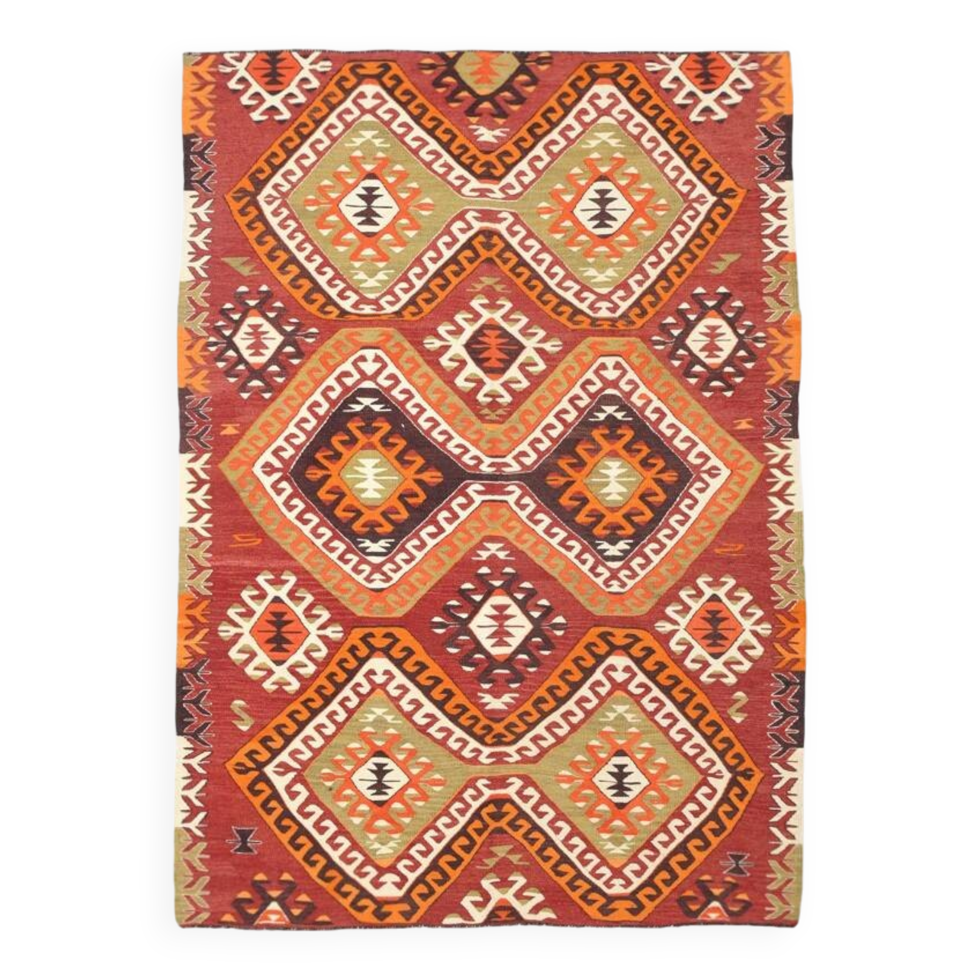 170x238Cm Anatolian Kilim Rug, 6x8 Handmade Wool Rug