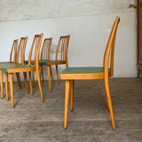 6 vintage green chairs