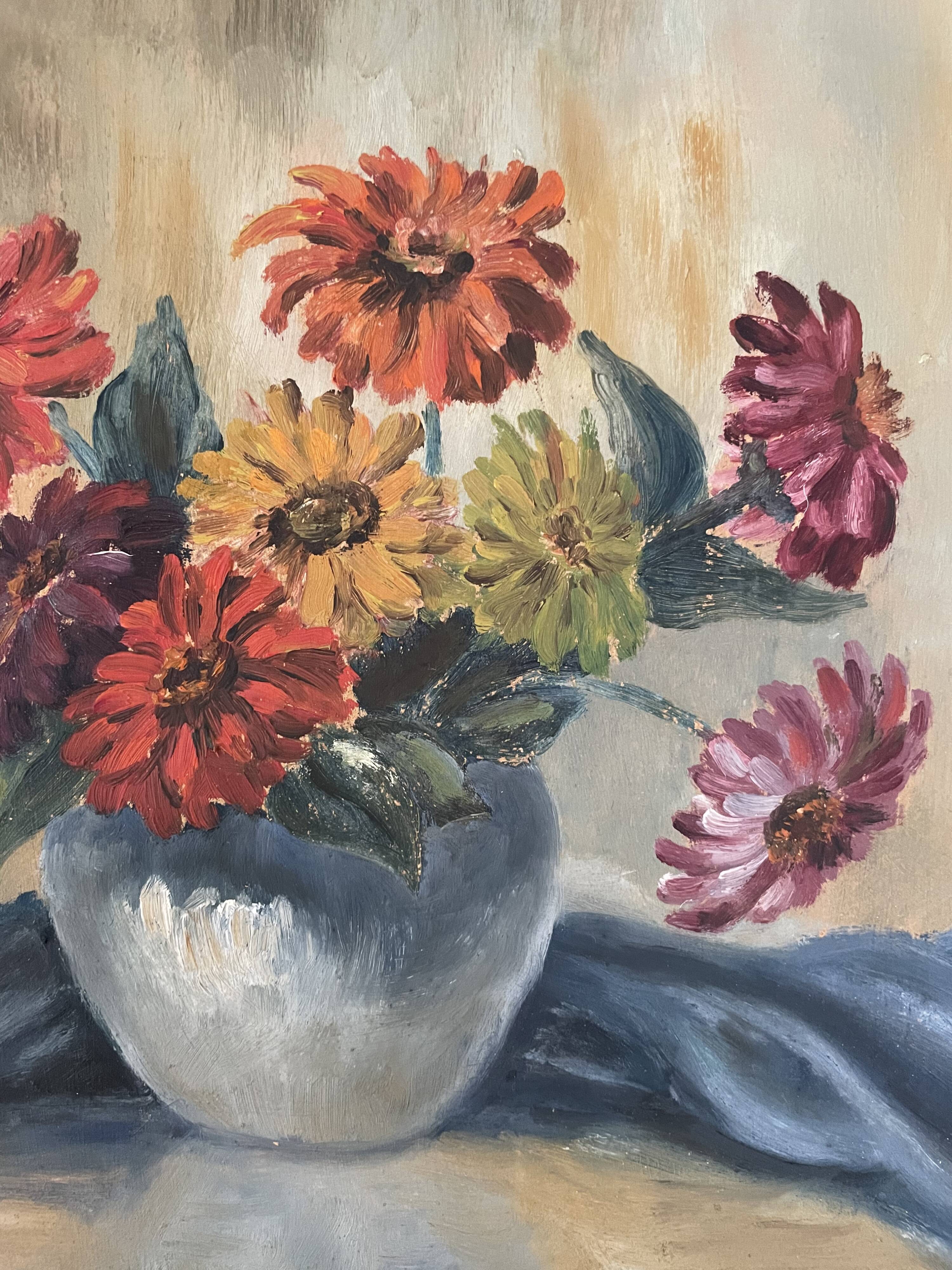 Old painting bouquet of flowers