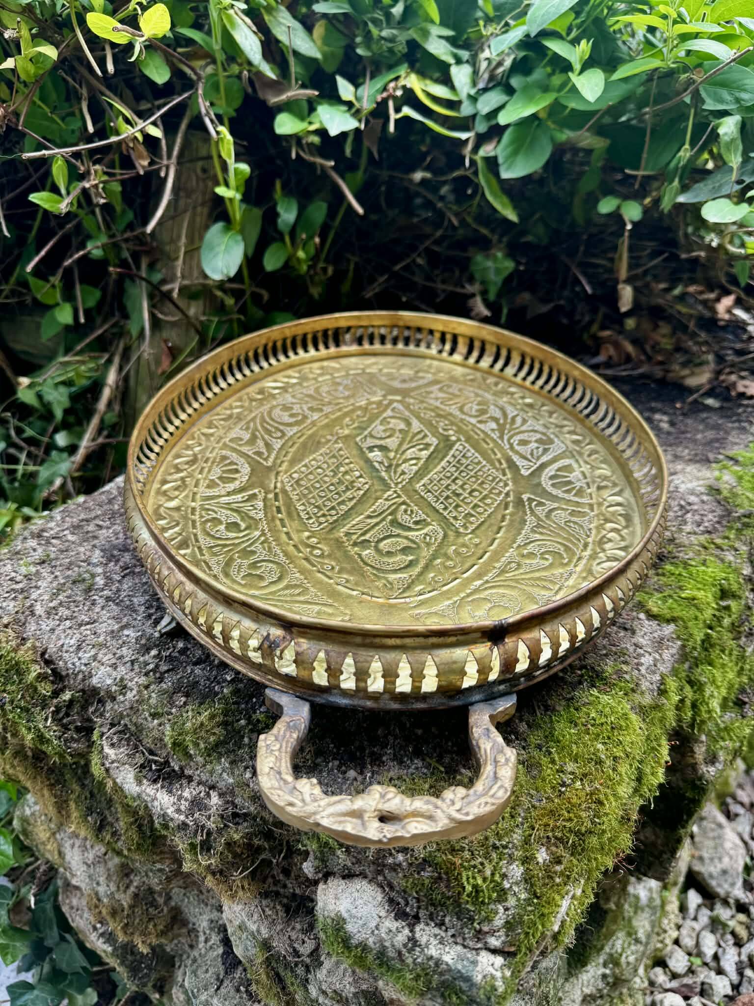 Large brass tray in Louis XV baroque style