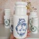 Set of 6 apothecary pots in white opaline 70s