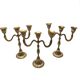 Set of 3-light brass candlesticks with mother-of-pearl intrusion