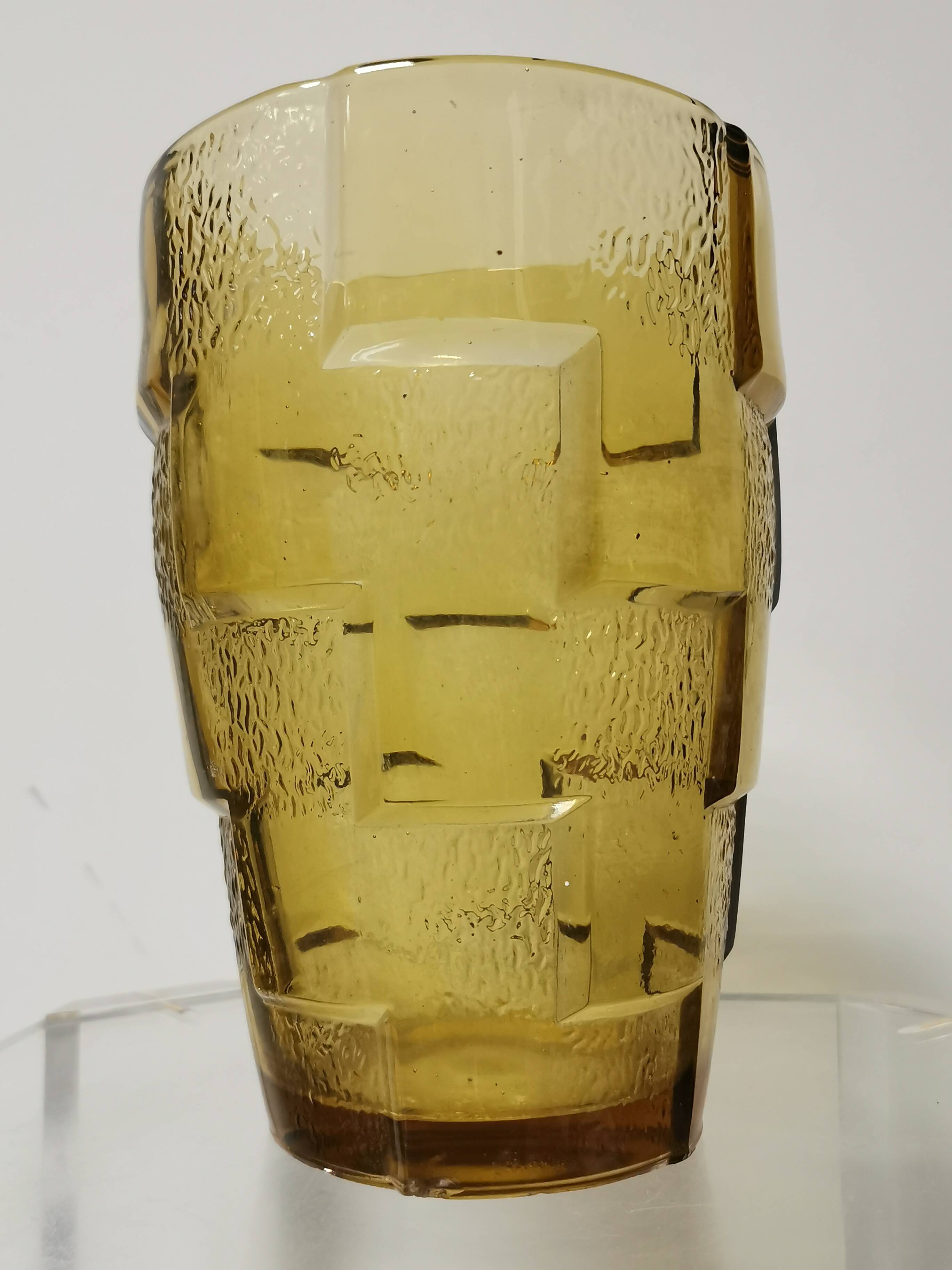 Stylized yellow glass vase, art deco