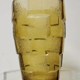 Vase stylisé en verre jaune, art déco