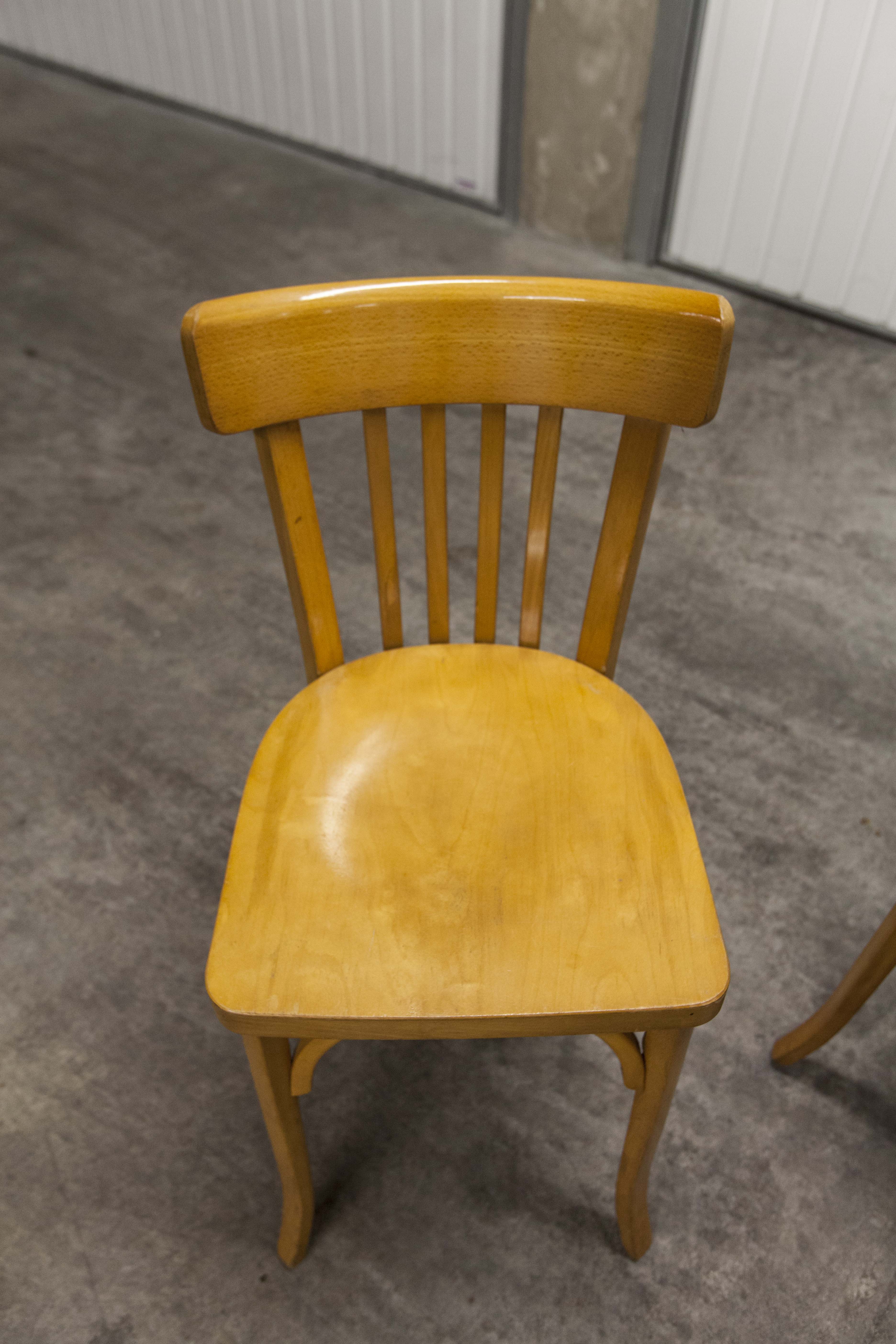 Pair of chairs bistro Baumann 1970s honey color