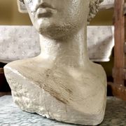 Concrete bust painted in beige - reproduction, detail of "The Dying Slave"