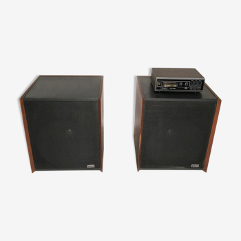 Ensemble de deux enceintes Altec et lecteur de cassettes Audiola