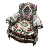 Pair of Louis XV style velvet bergère armchairs