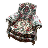 Pair of Louis XV style velvet bergère armchairs